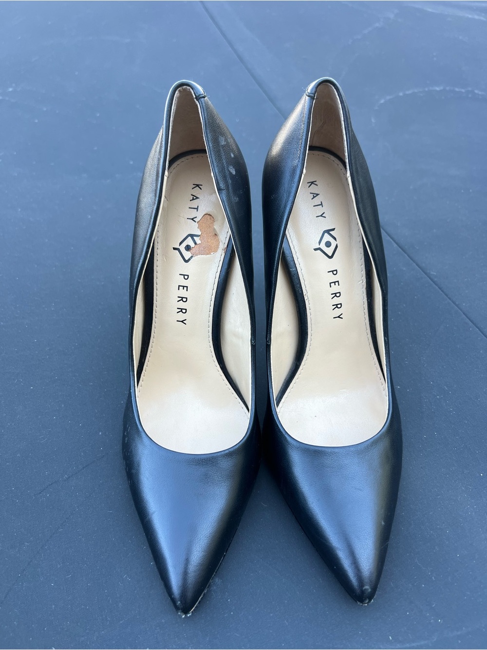 Katy Perry Collections The Suzanne Black Pointed-Toe Leather Pumps Metal Heels